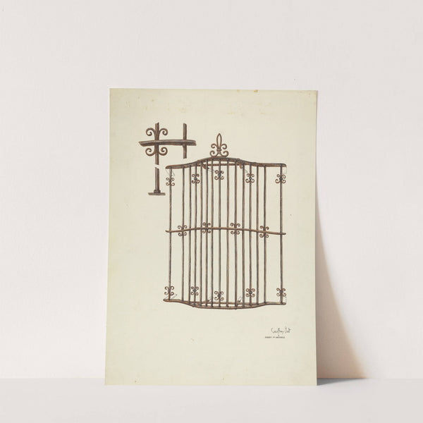 Iron Grille at Window - Restoration Drawing by Geoffrey Holt and Harry Mann Waddell