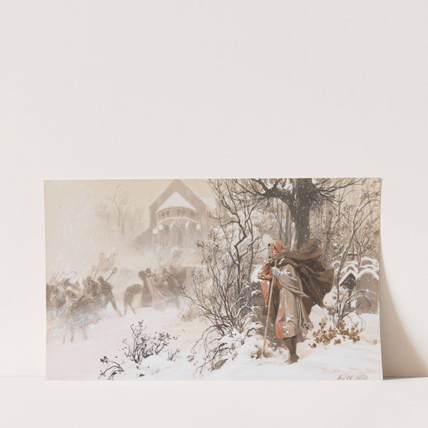 Irregang (Schneesturm im Kirchhof) (1870.) by Anton von Werner