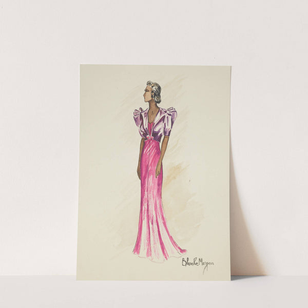 Is Zat So: pink gown with purple jacket (1934-1943) by Blanche Morgan