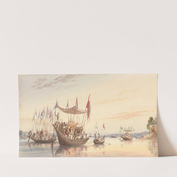 Isherah – Water Procession of the Image of Doorga Previous to Her Immersion at Sunset by William Prinsep