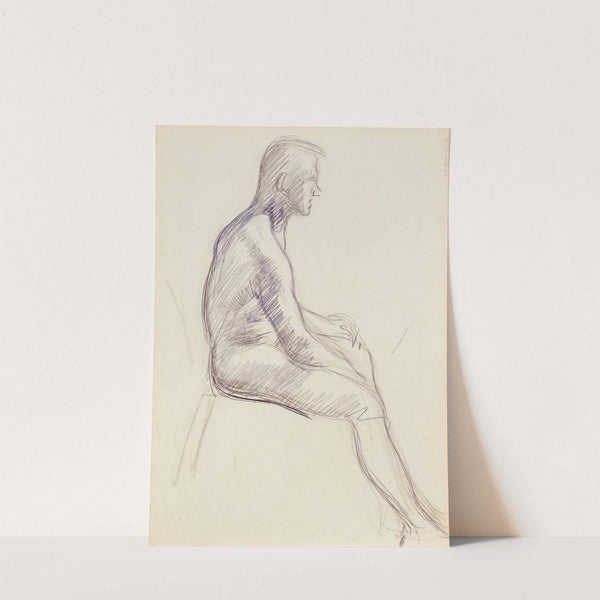 Istuva alaston mies, luonnos by Magnus Enckell