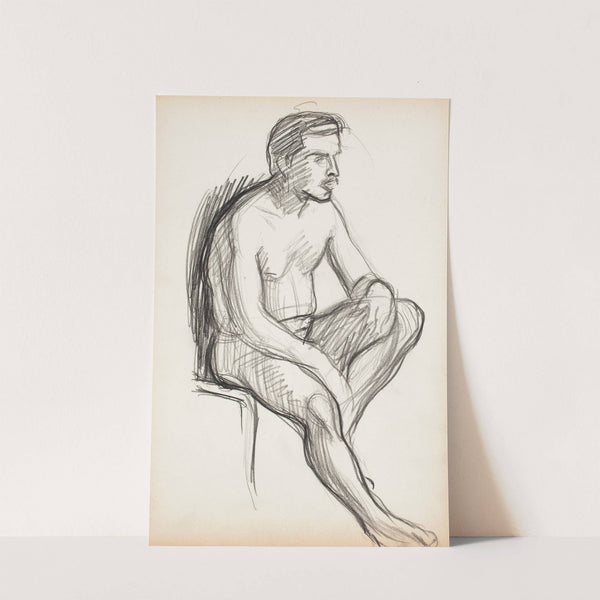 Istuva alaston mies, luonnos by Magnus Enckell
