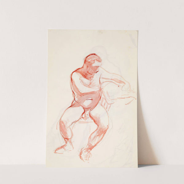 Istuva alaston mies, luonnos by Magnus Enckell