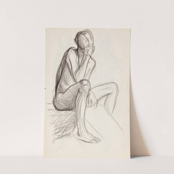 Istuva alaston mies, luonnos by Magnus Enckell