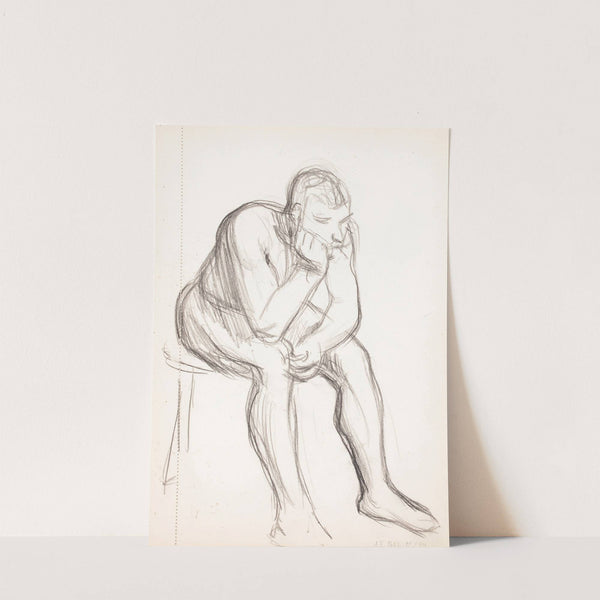 Istuva alaston mies miettii, luonnos by Magnus Enckell