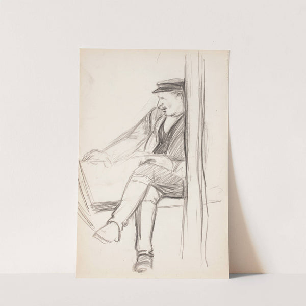 Istuva mies lakki päässä, luonnos by Magnus Enckell