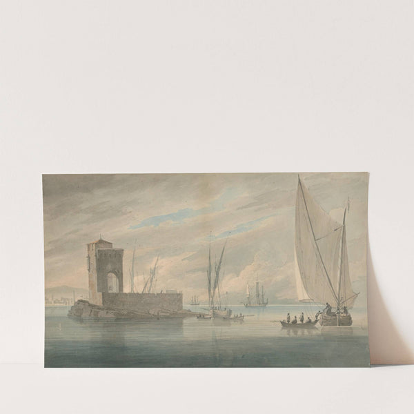 Italian Coast Scene with Island Shipping by John Wilson Carmichael