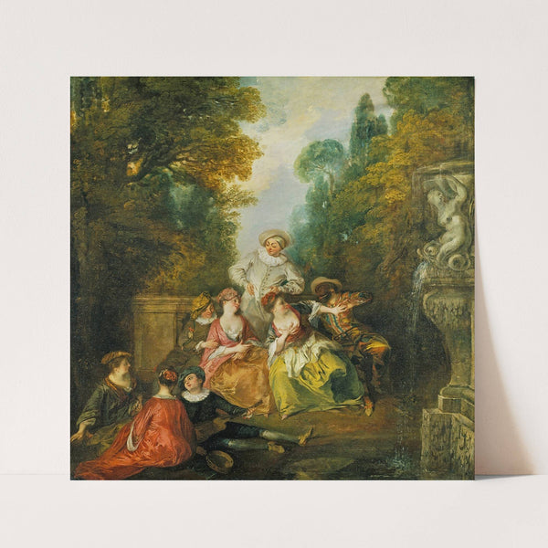 Italian Comedians by a Fountain by Nicolas Lancret