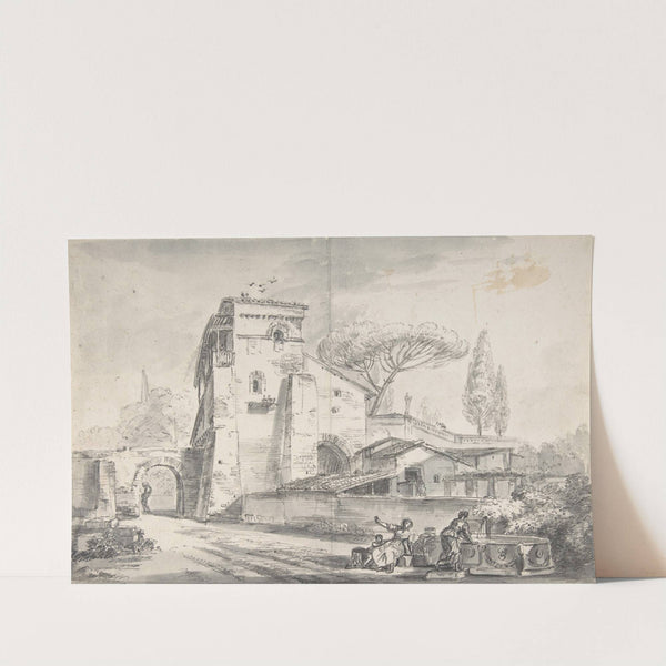 Italian Country House Beside a Road by Jean-Baptiste Lallemand