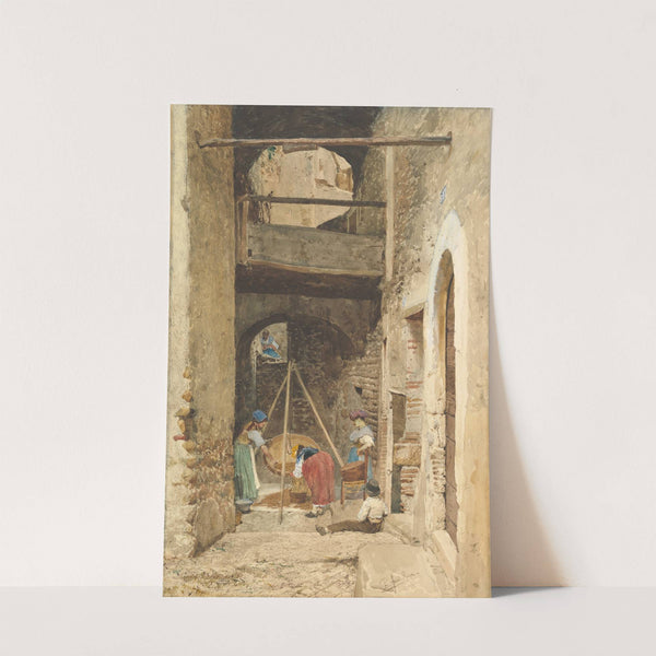 Italian Courtyard and Figures by Cavaliere Pio Joris