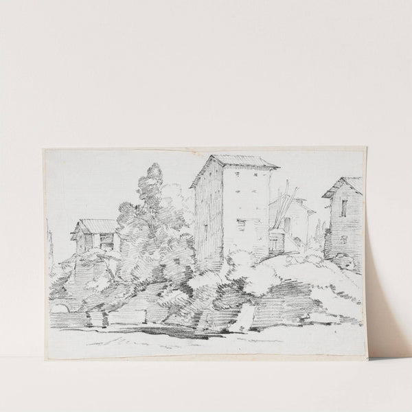 Italian Farm Buildings by a Stream by Joseph-Marie Vien