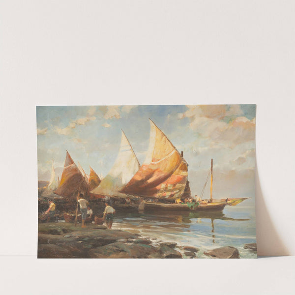 Italian fishermen at the beach by Hermann Schmidtmann