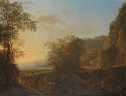 Italian Landscape with a View of a Harbour