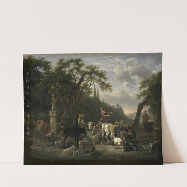 Italian Landscape with Shepherds and Animals at a Fountain by Jean-Louis Demarne