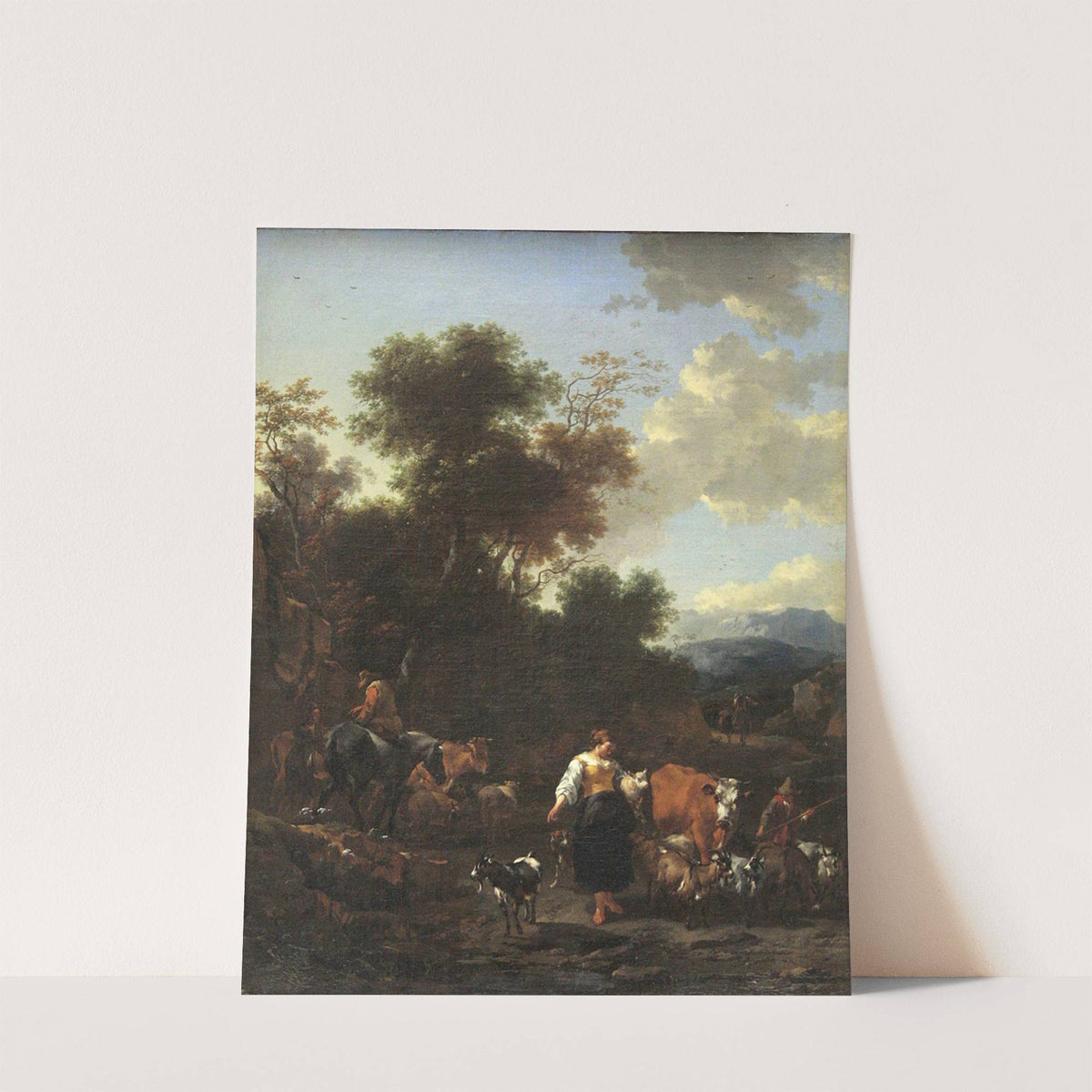 Italian Landscape with Shepherds at a River by Nicolaes Pietersz. Berchem