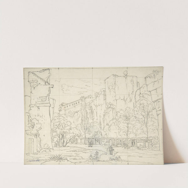 Italian View; A Pathway and Arbor at the Base of Cliffs by Friedrich Salathé