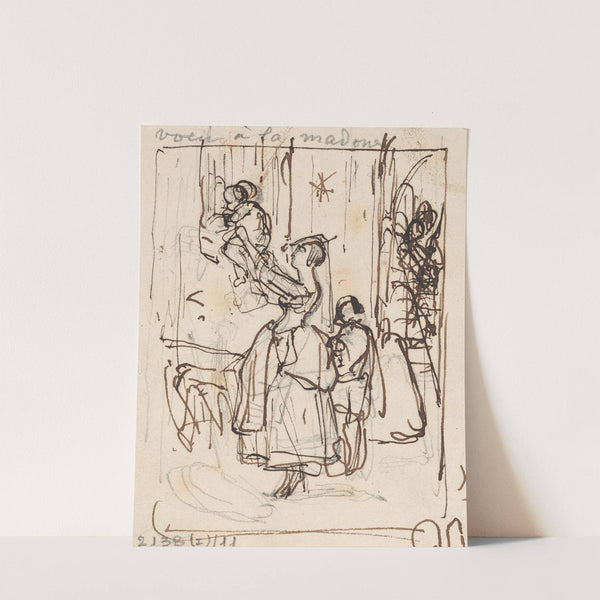 Italian Woman Holding a Child at a Prison by Nicaise De Keyser