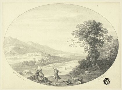 Italianate Landscape with Dancer, Musicians and Goats