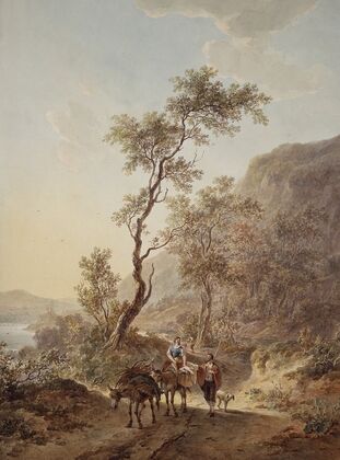 Italianate Landscape with Shepherd and Shepherdess on a Path