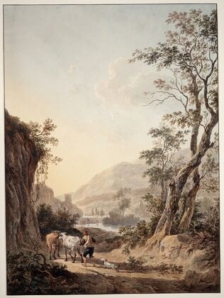 Italianisierende Landschaft mit einem Hirten