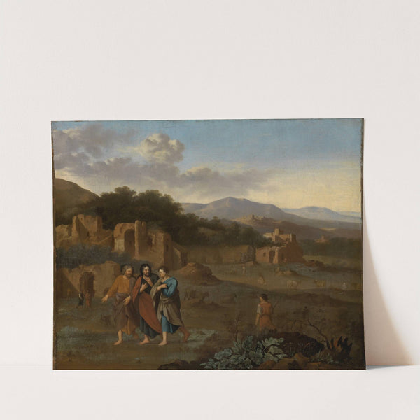 Italienische Berglandschaft mit Christus und den beiden Jüngern auf dem Weg nach Emmaus by Cornelis van Poelenburg