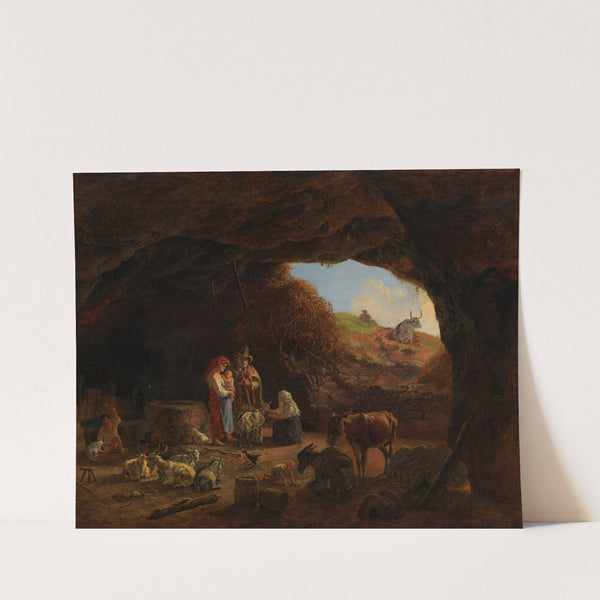 Italienische Hirtenfamilie in der Felsenhöhle by Heinrich Bürkel