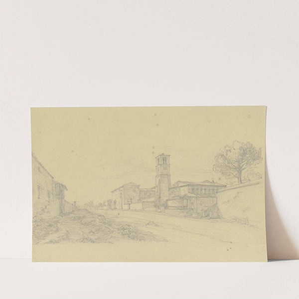 Italienische Kirche an einer Straße by Ludwig Metz