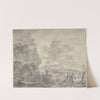 Italienische Landschaft, bewaldete Ebene, vorne zwei Wanderer, der linke beritten by Adriaen van der Cabel