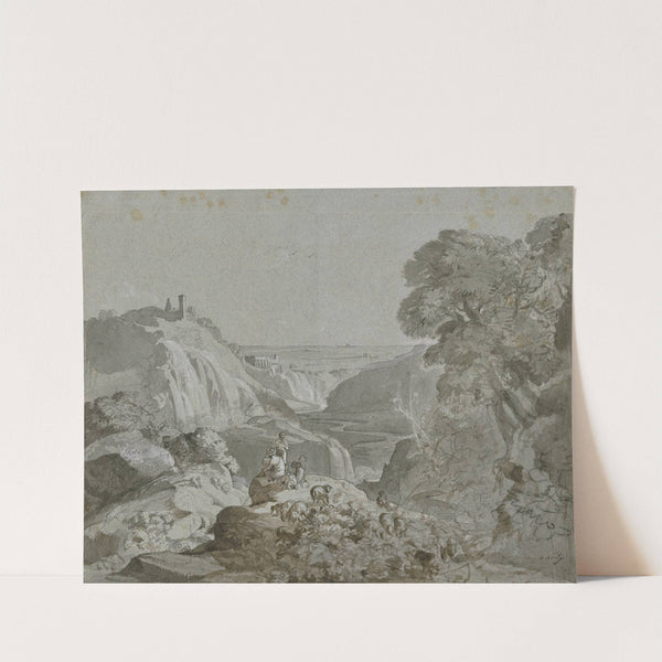 Italienische Landschaft, im Vordergrund zwei Hirten und ihre Herde by Friedrich von Nerly