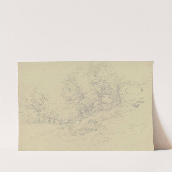 Italienische Landschaft mit einem Brunnen an der Straße by Eduard Wilhelm Pose