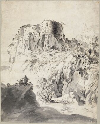 Italienische Landschaft mit Kastell