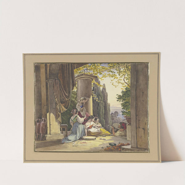 Italienische Terrasse mit Mädchen und Lautenspieler by Friedrich von Nerly