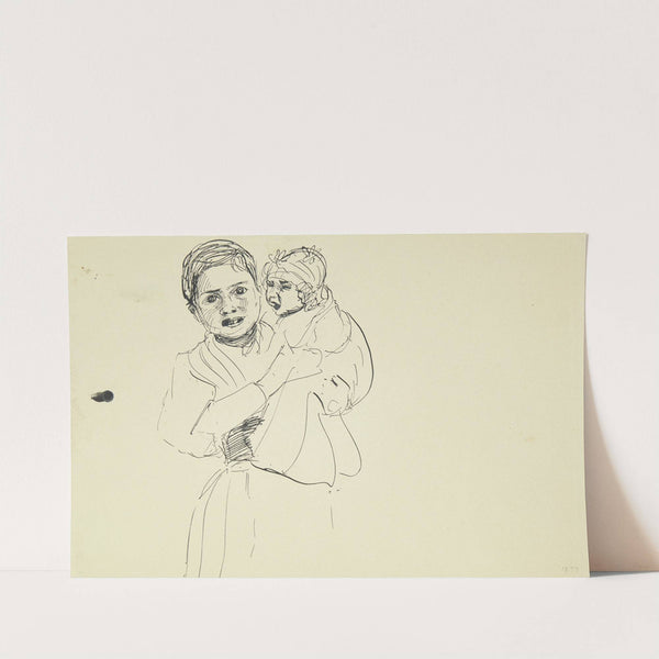 Italiensk kvinde med barn på armen by Peter Hansen