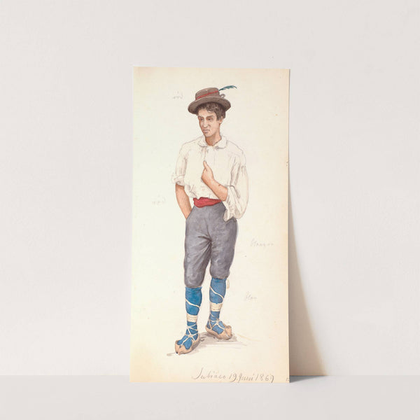 Italiensk mand med snøresko og hat med fjer by P. C. Skovgaard