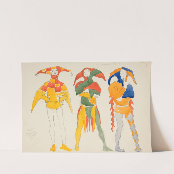 Itinerant Fools, costume sketch for Henry Irving’s 1898 Planned Production of Richard II by Edwin Austin Abbey