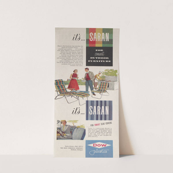 It’s…SARAN…for Smart Outdoor Furniture…It’s…SARAN…for Smart Seat Covers (1950s) by Dow Chemical Company