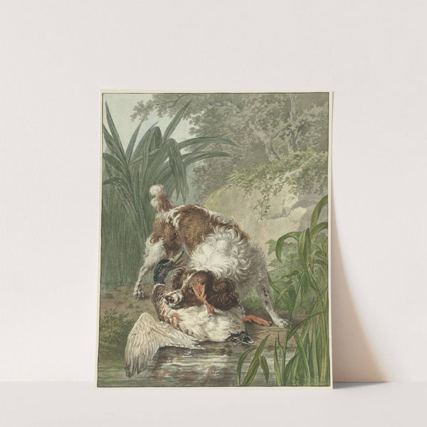 Jachthond vangt een eend by Wybrand Hendriks