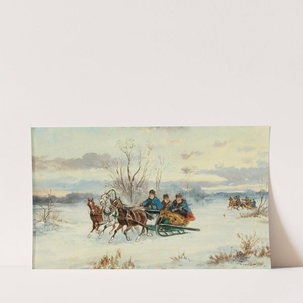Jagd in winterlicher Landschaft by Alfred Steinacker