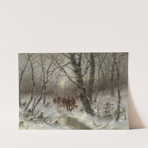 Jäger im Winterwald by Désiré Thomassin