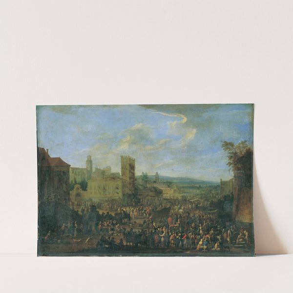 Jahrmarkt mit zinnenbekröntem Bergfried by Franz de Paula Ferg