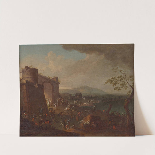 Jahrmarkt vor einem Stadttor by Karl Josef Aigen