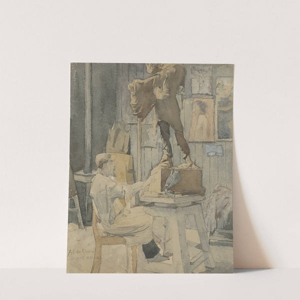 Jan Toorop in een beeldhouwersatelier by Antoon Derkinderen