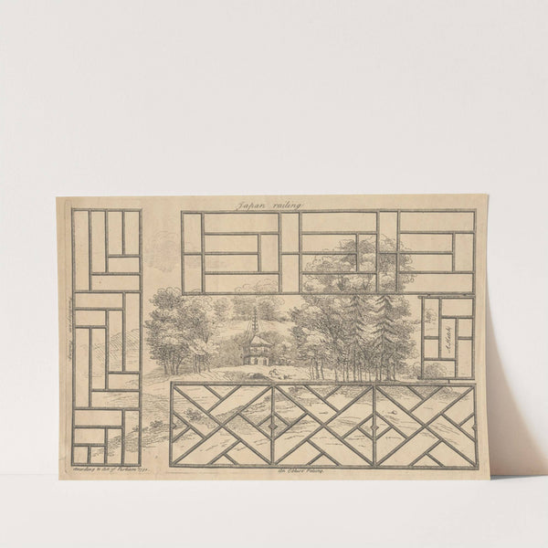 Japan Railing. A Hatch. An Obtuce Paling. Parallelgram Railing.. by George Bickham the Elder