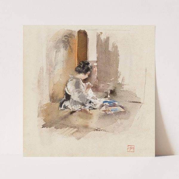 Japanese Girl Sewing (1890) by Robert Frederick Blum