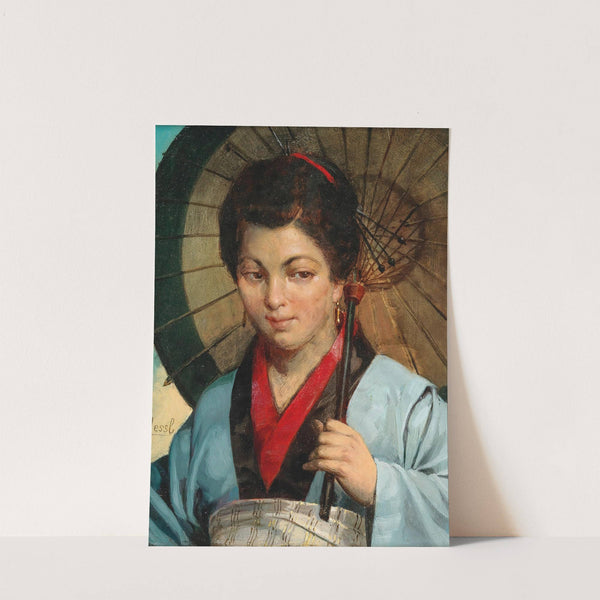 Japanese woman with parasol by Gustav August Hessl