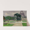 Jardin du Trocadéro avec le Rhinocéros de Jacquemart by Ernest Jules Renoux