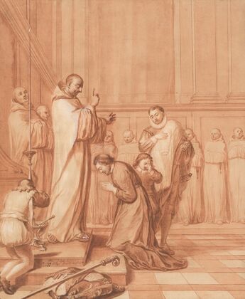 Jean de La Barrière blessing a cardinal