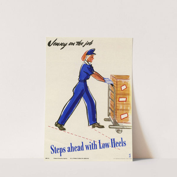 Jenny on the job steps ahead with Low Heels (1943) by Kula Robbins