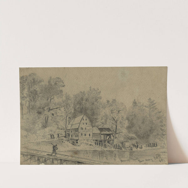 Jerico Mill, pontoons, etc by Edwin Forbes