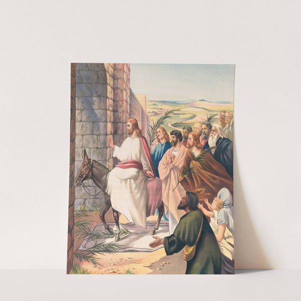 Jesus riding into Jerusalem by Stecher Litho. Co